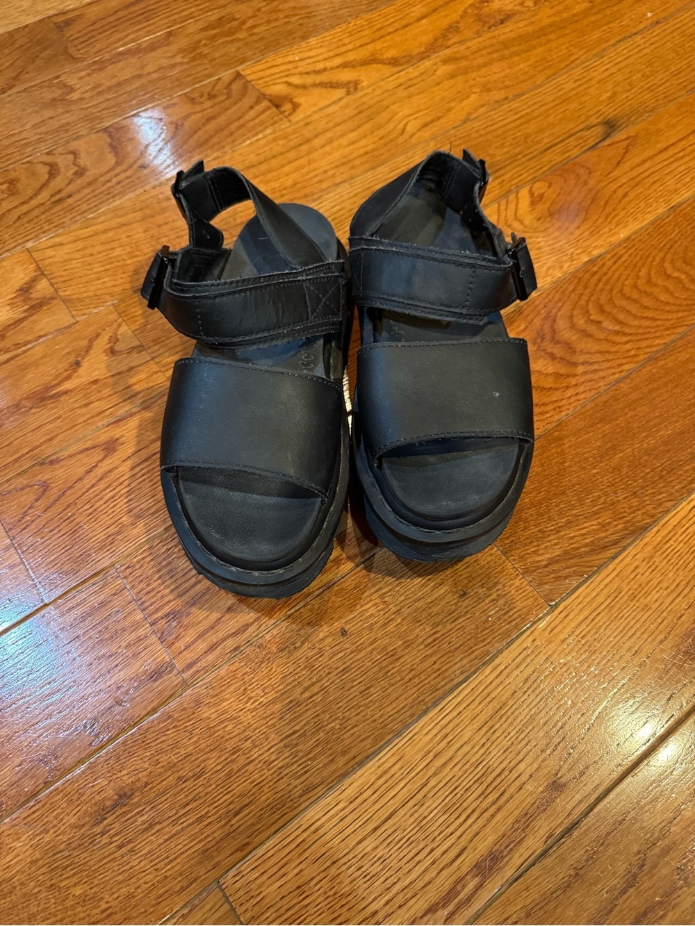 Dr Martens Voss Black Leather Platform Sandals Womens 6 EU 37